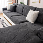 Modern Leaf Jacquard Water-Repellent Anti-Scratch Stretch Full Wrap Sectional Couch Cover