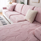 Modern Leaf Jacquard Water-Repellent Anti-Scratch Stretch Full Wrap Sectional Couch Cover