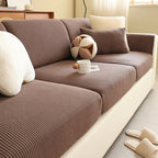 Vertical Stripe Corduroy Anti-Scratch Stretch Full-Cover Sectional Couch Cover