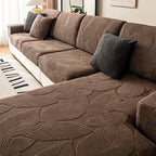 Modern Leaf Jacquard Water-Repellent Anti-Scratch Stretch Full Wrap Sectional Couch Cover