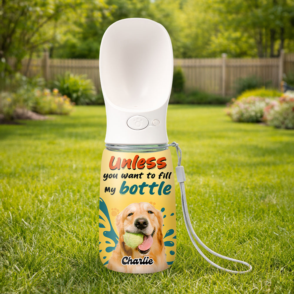 Go Away Photo - Personalized Pet Water Bottle With Drinking Feeder