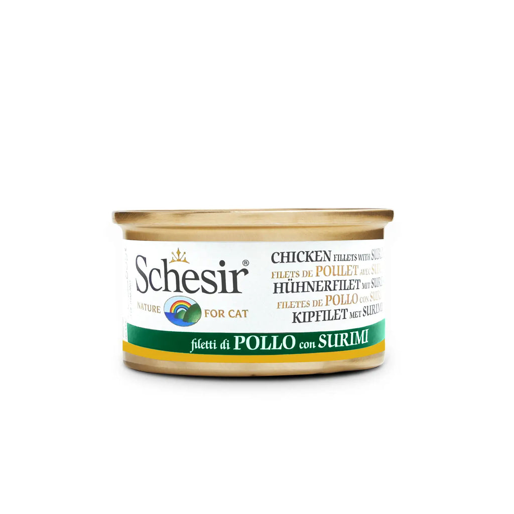 Schesir - Complementary Wet Food for Adult Cats - Chicken Fillets with Surimi 85g*