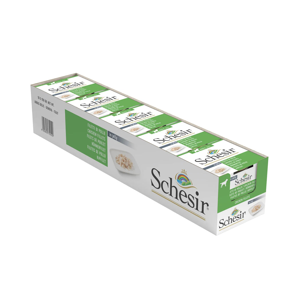 Schesir - Complementary Wet Food for Adult Dogs - Chicken Fillets in Jelly 150g*