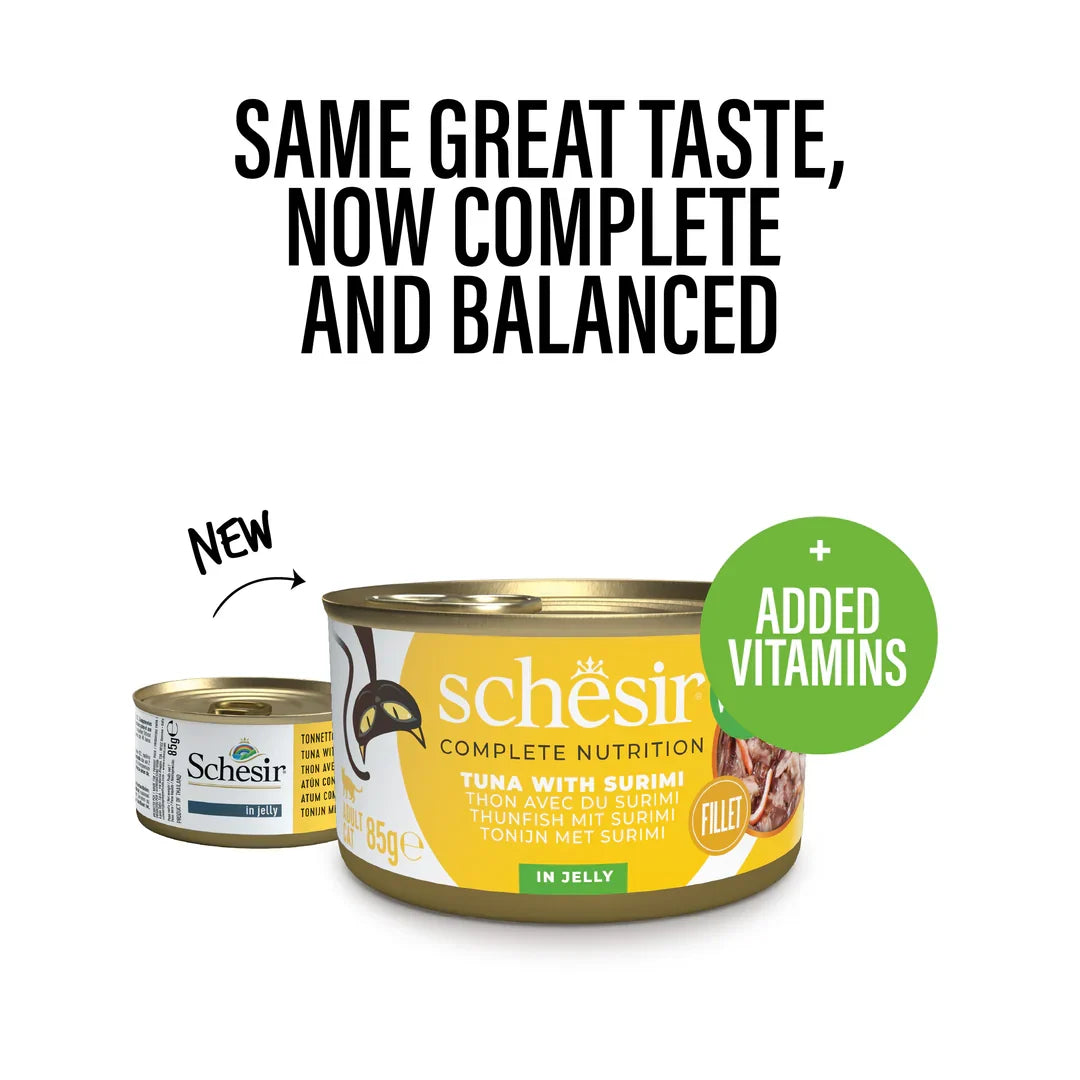 Schesir - Complete Wet Food for Adult Cats - 011 Tuna with Surimi In Jelly 85g