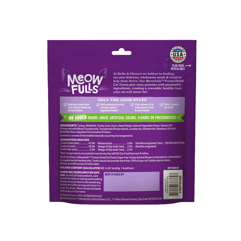 Stella & Chewy's - Meowfulls Freeze-Dried Cat Treats - Turkey & Duck 1.5oz