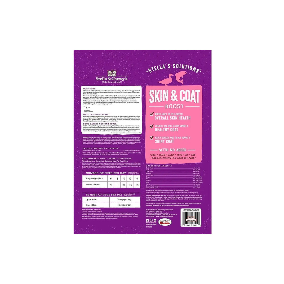 Stella's Solutions Skin & Coat Boost Cage Free Duck & Wild Caught Salmon Dinner Mixers for Cats 7.5oz