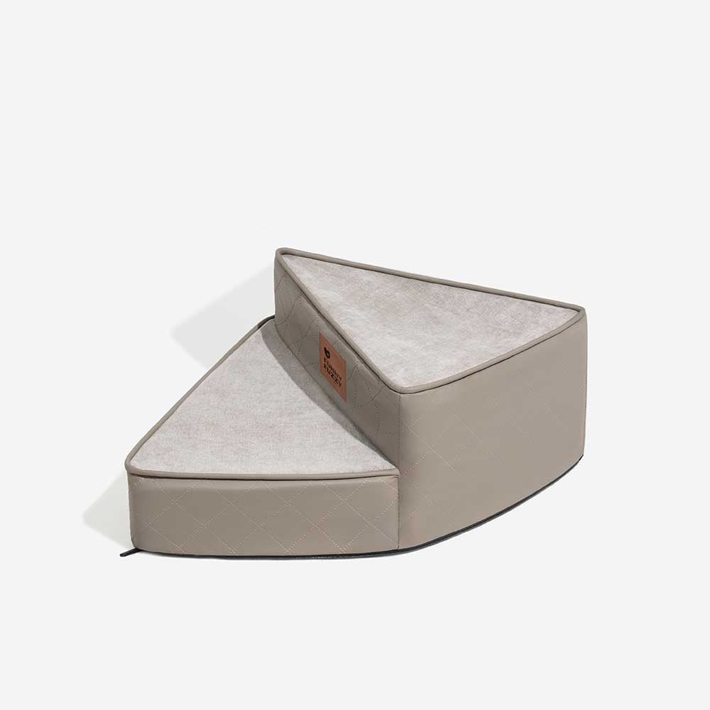 Luxe Water-repellent Faux Leather Removable Spiral Dog Stairs for Bed - StepEase