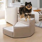 Luxe Water-repellent Faux Leather Removable Spiral Dog Stairs for Bed - StepEase