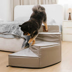 Luxe Water-repellent Faux Leather Removable Spiral Dog Stairs for Bed - StepEase