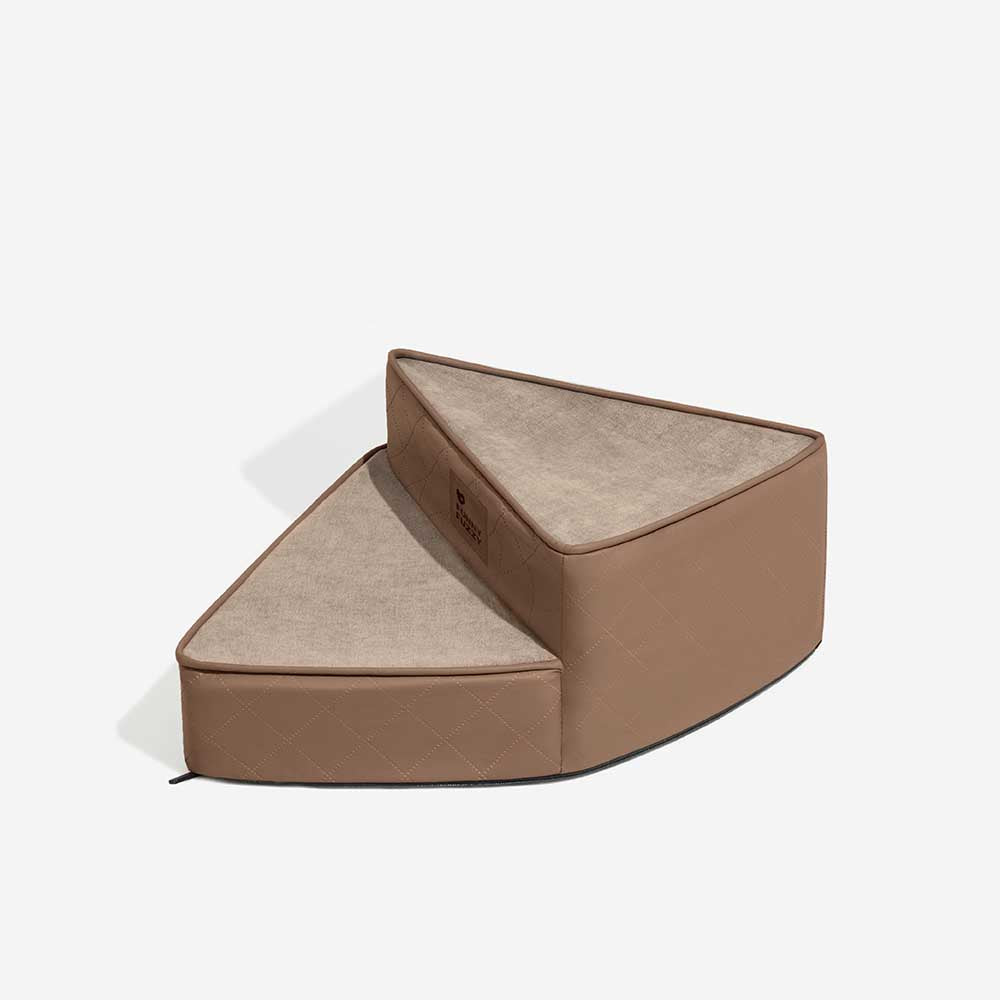 Luxe Water-repellent Faux Leather Removable Spiral Dog Stairs for Bed - StepEase