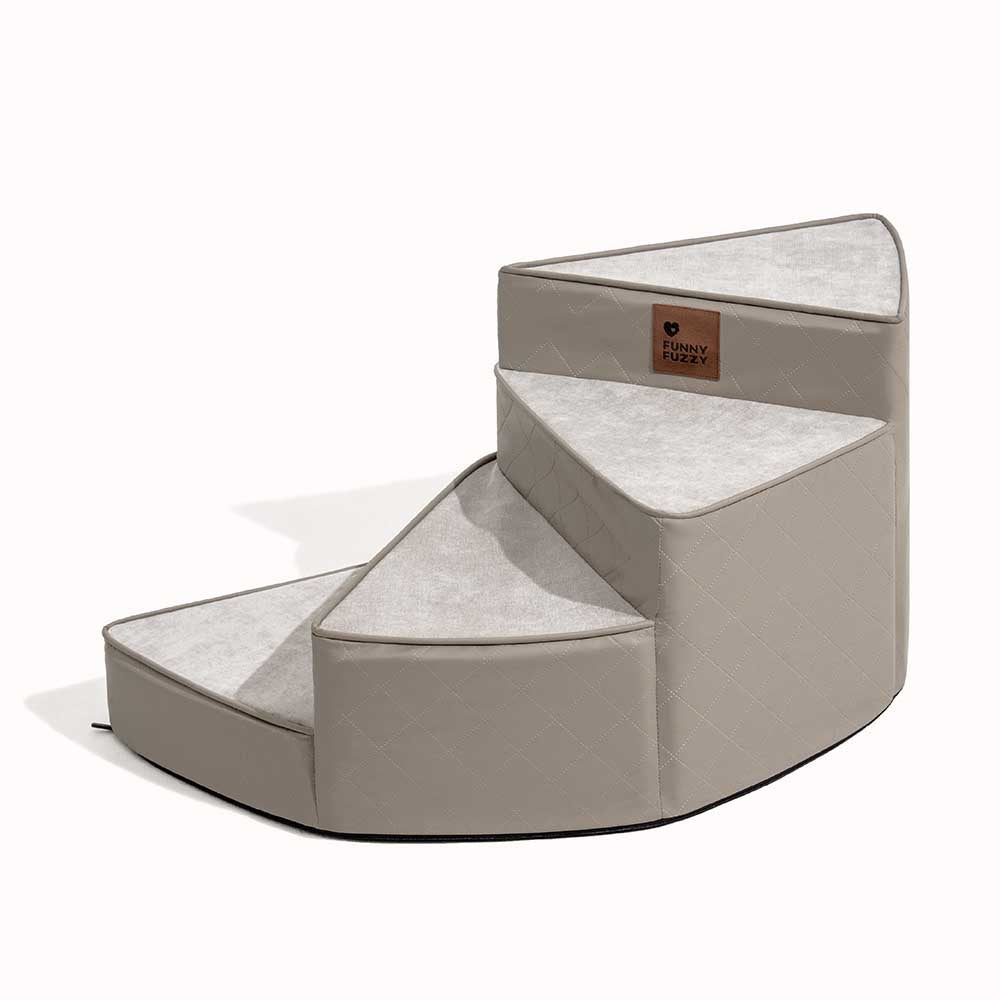 Luxe Water-repellent Faux Leather Removable Spiral Dog Stairs for Bed - StepEase