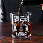 Stylized Cartoon Dog Woof Dad - Personalized Whiskey Glass