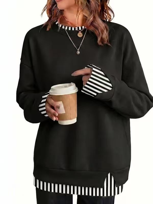 🥰Autumn Sale 50% OFF!💛Women's Loose Faux Two‑Piece Sweatshirt
