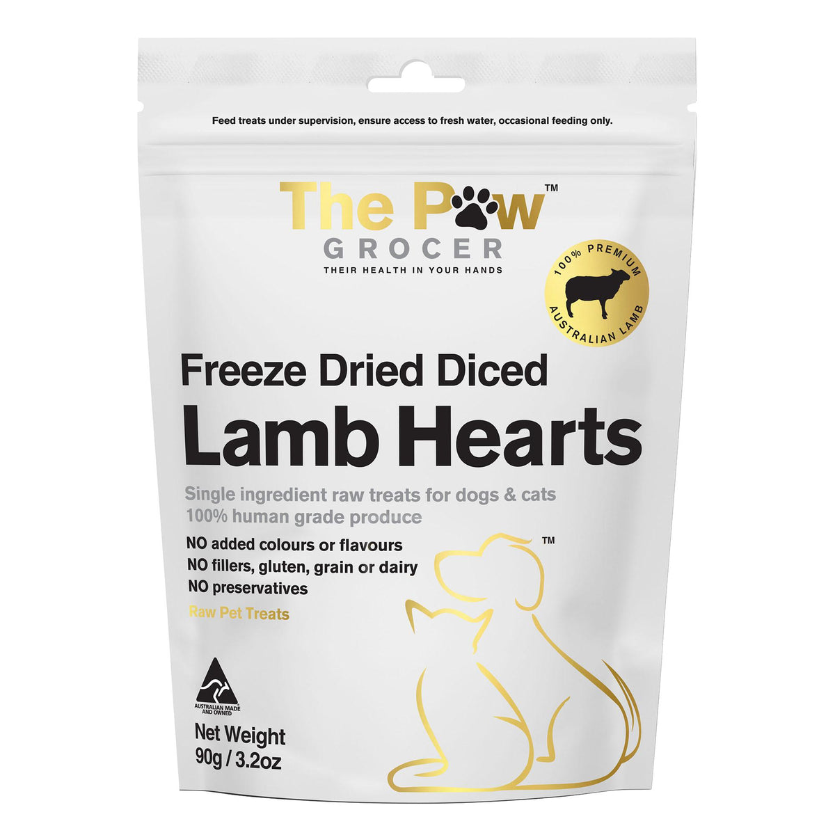 The Paw Grocer Freeze Dried Diced Dogs & Cats Treats Lamb Hearts