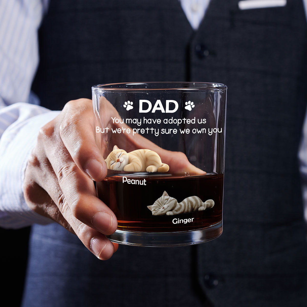 I Own You For Sure Cat Version 2 - Personalized Whiskey Glass