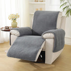 Thick Fuzzy Faux Sherpa Fleece Recliner Chair Cover with Elastic Straps