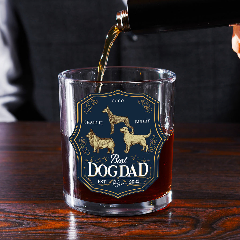 Dog Dad Est - Personalized Engraved Whiskey Glass
