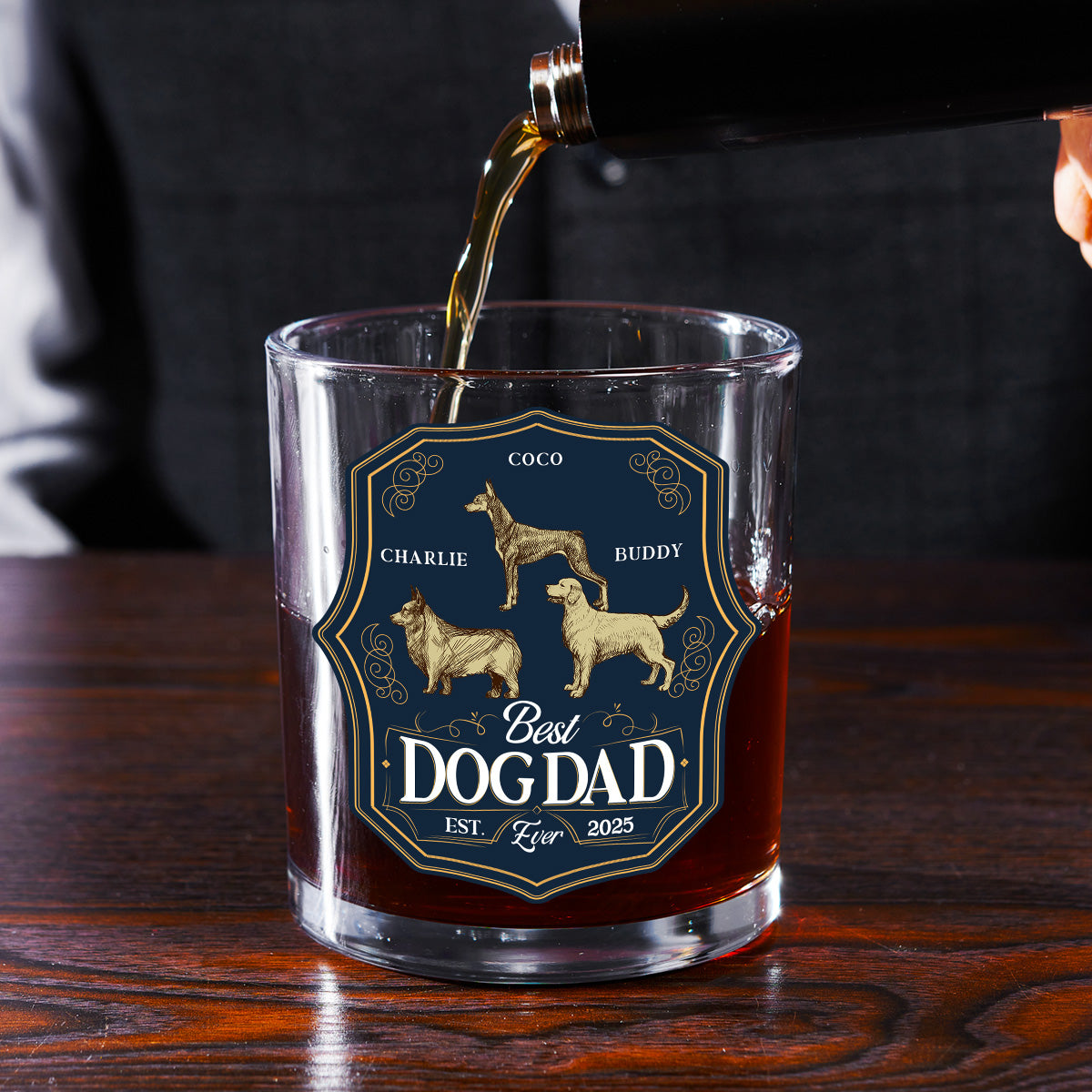 Dog Dad Est - Personalized Engraved Whiskey Glass