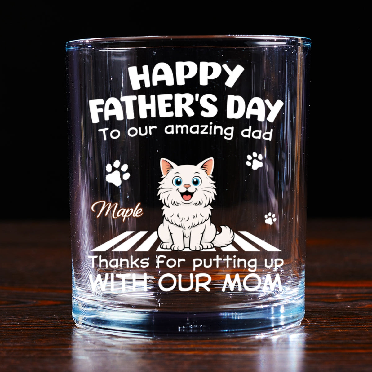 Putting Up With Funny Dad Ver Cat - Personalized Whiskey Glass