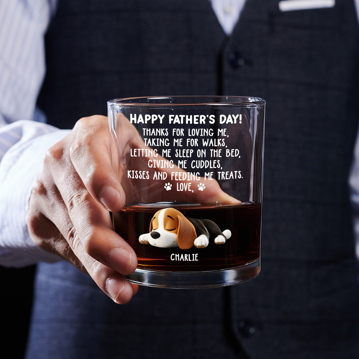 Thanks For Loving Me Dad - Personalized Whiskey Glass
