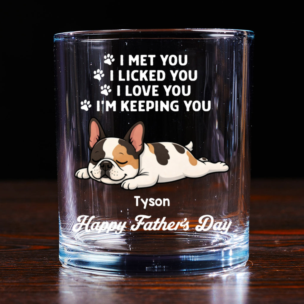 Retro Dog Sleeping Lick You - Personalized Whiskey Glass
