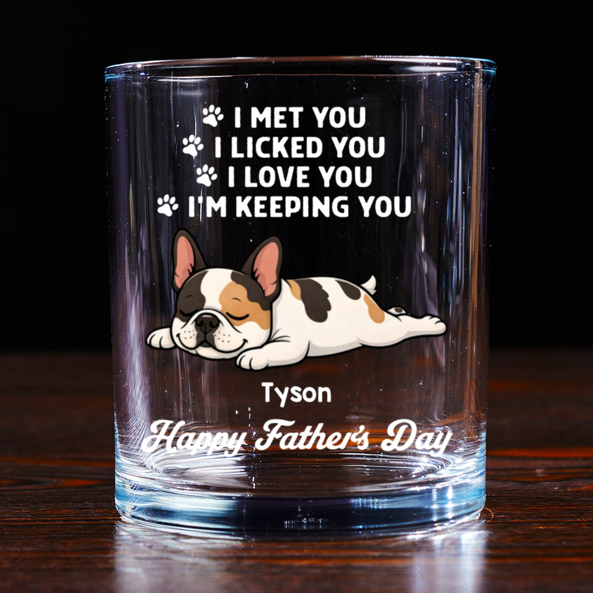 Retro Dog Sleeping Lick You - Personalized Whiskey Glass