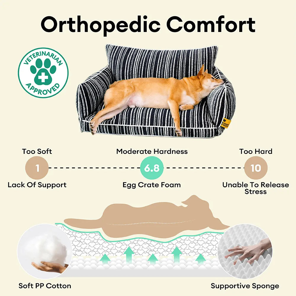 SnugNest Textured Stripe Dog Sofa Bed