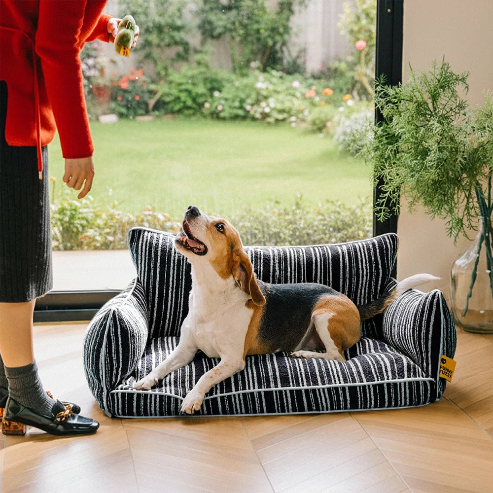 SnugNest Textured Stripe Dog Sofa Bed