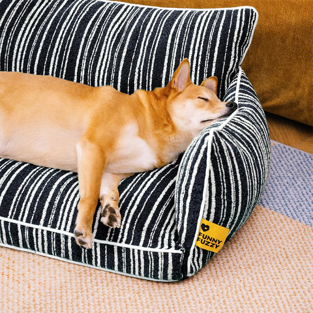 SnugNest Textured Stripe Dog Sofa Bed