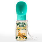 Wagging Tail Happy Trail - Personalized Pet Water Bottle With Drinking Feeder