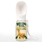 Wagging Tail Happy Trail - Personalized Pet Water Bottle With Drinking Feeder