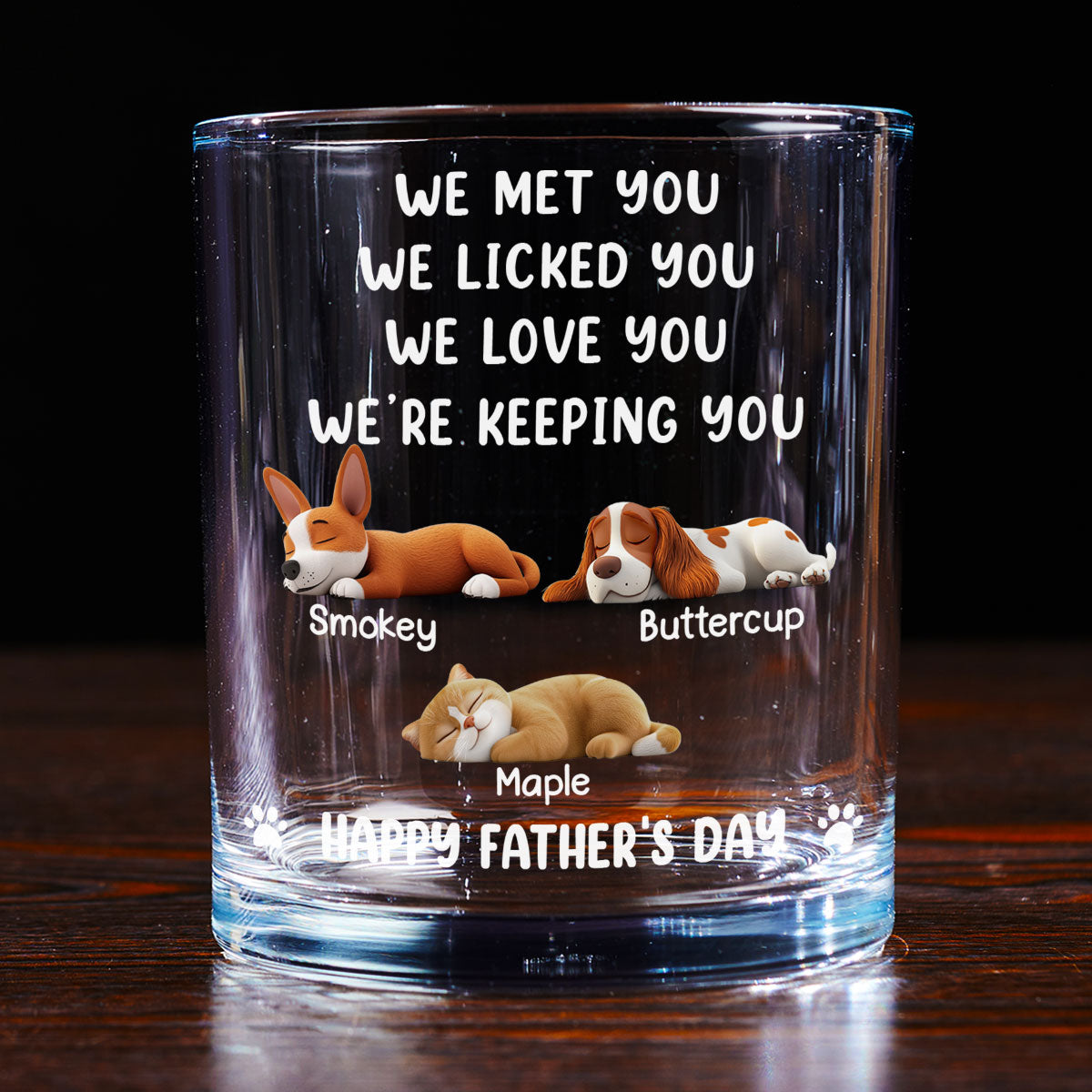 We Licked And Love You Ver Pet - Personalized Whiskey Glass