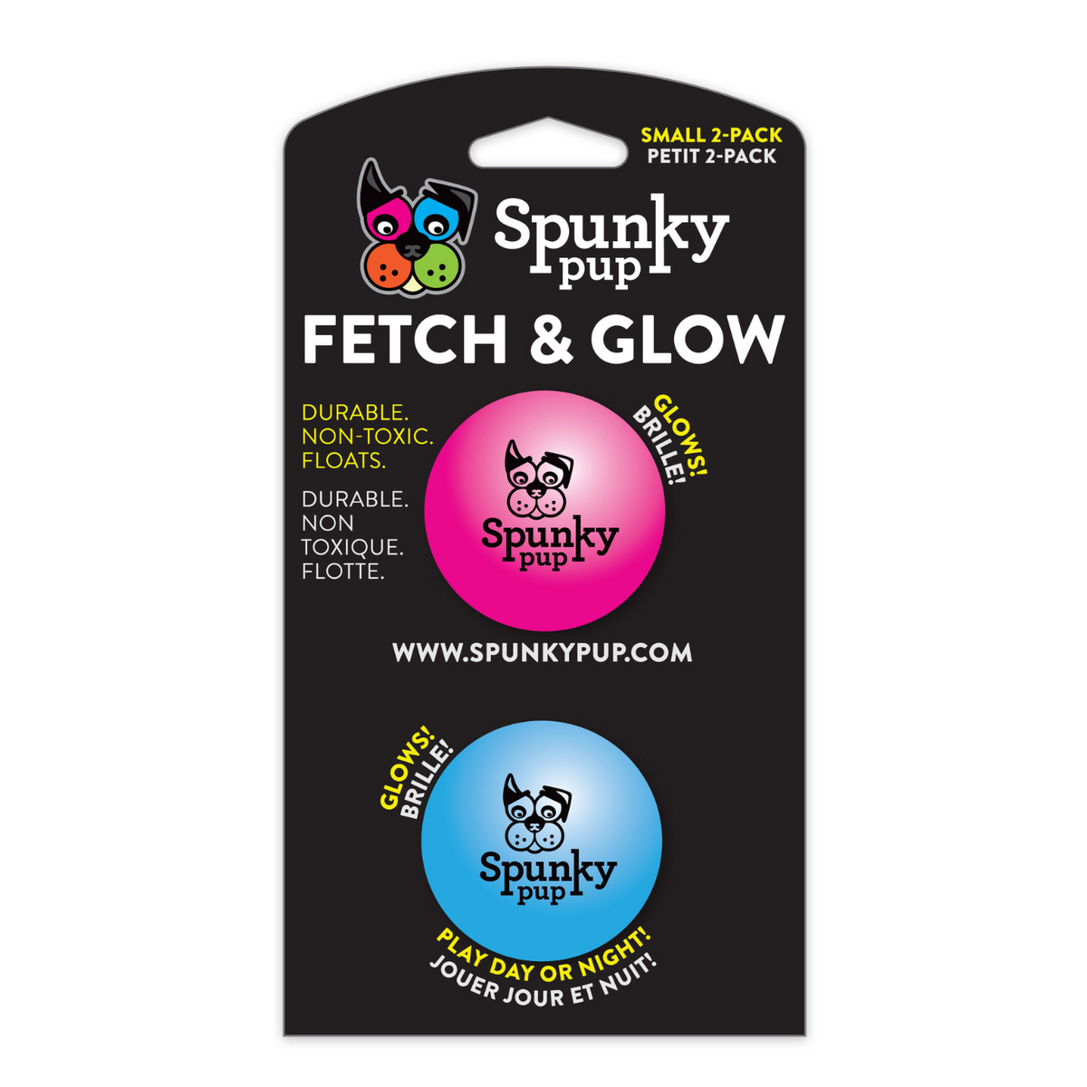 Spunky Pup Dog Toy Fetch & Glow Ball Assorted Colour