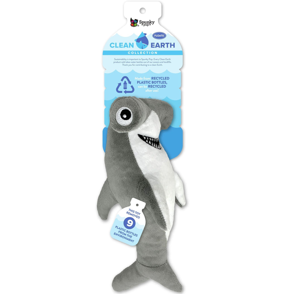 Spunky Pup Clean Earth Dog Toys Hammerhead Shark