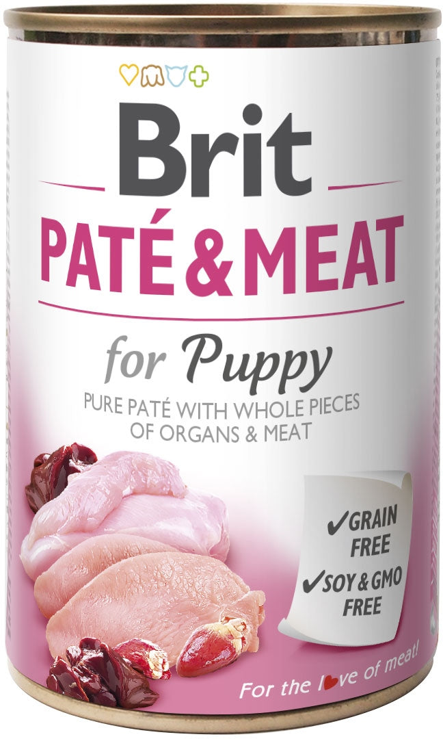 BRIT Pat & Meat PUPPY, piletina i puretina, pašeta i komadići mesa, BŽ, 400g