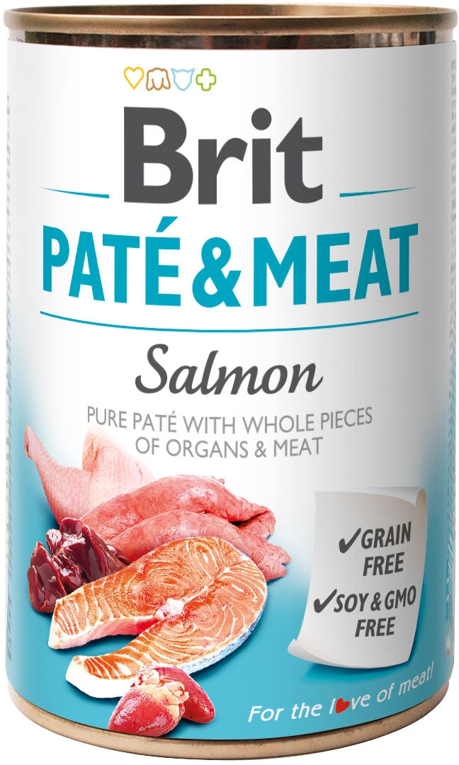 BRIT Pat & Meat, losos, pašeta i komadići mesa, bez žitarica, 400g