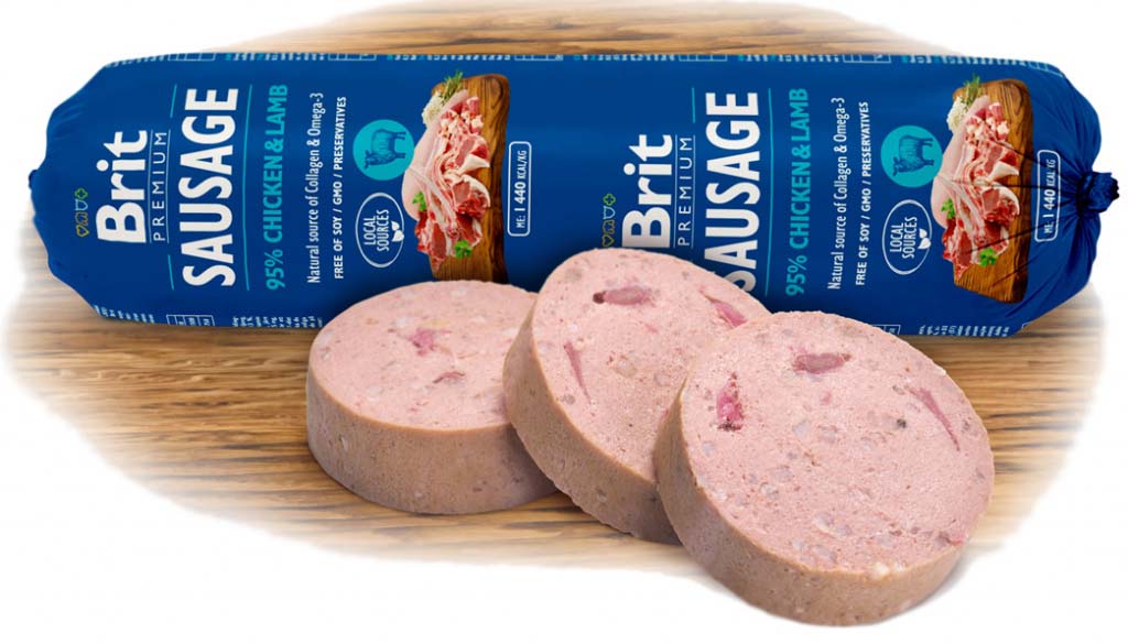 BRIT PREMIUM Kobasica s piletinom i janjetinom, 800g
