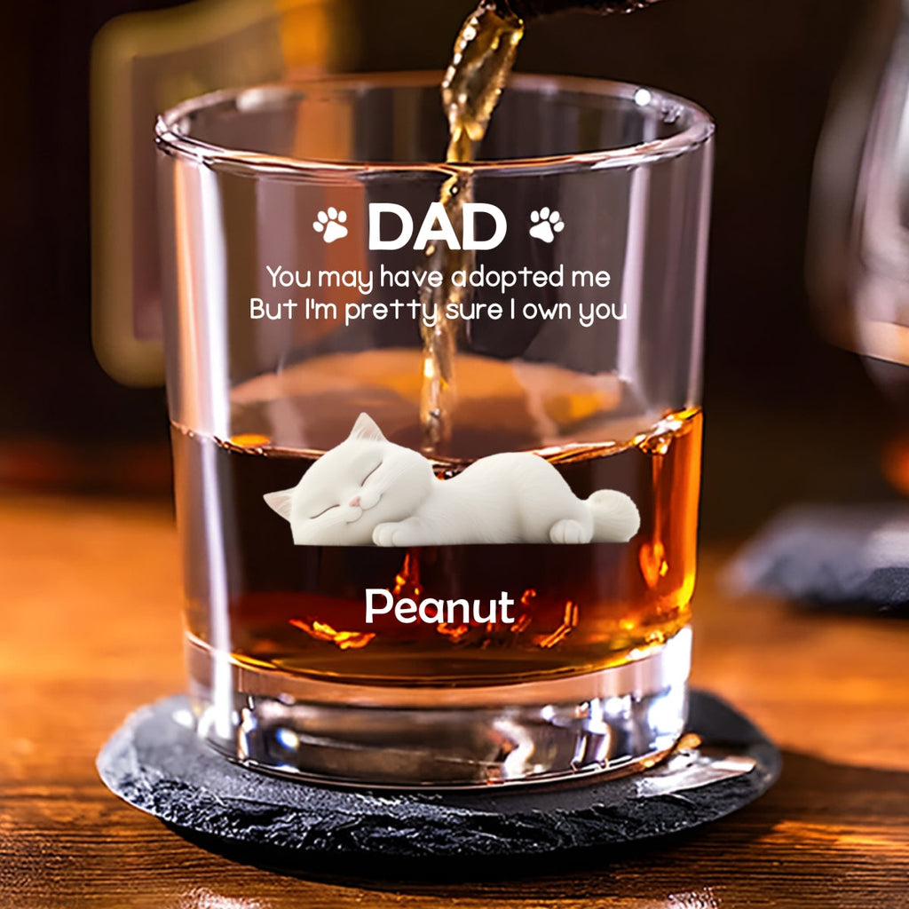 I Own You For Sure Cat Version 2 - Personalized Whiskey Glass