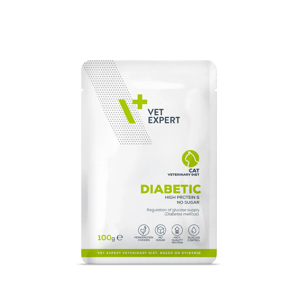 EXP: 30 SEP 2026 Vet Expert V+ Diabetic Cat Pouch 100g