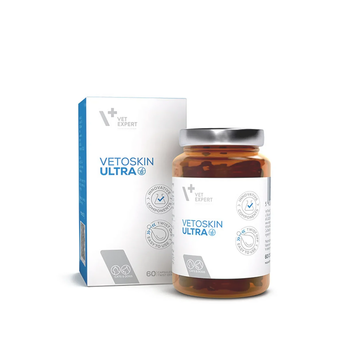 Vet Expert VetoSkin Ultra (Skin & Coat Supplement for Dogs & Cats) 60 twist-off capsules