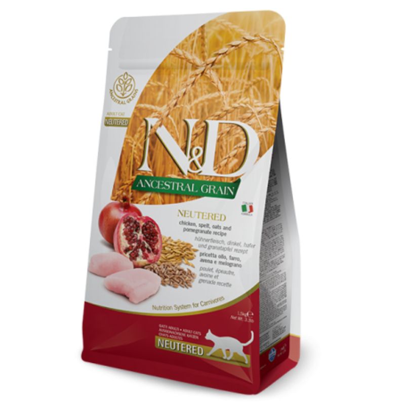 Farmina - N&D Ancestral Grain Low Grain Neutered Adult Cat Food - Chicken & Pomegranate