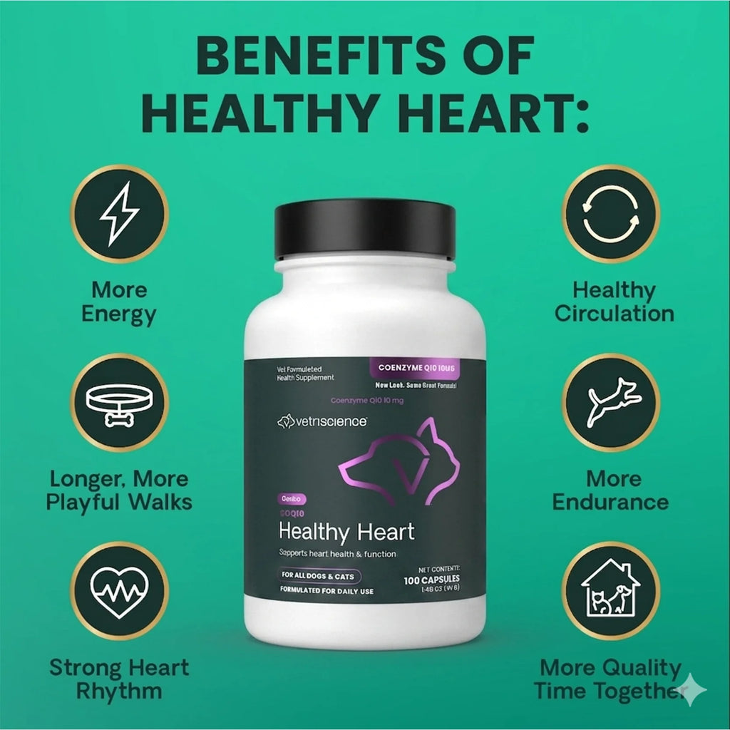 VetriScience - CoQ10 Healthy Heart (Coenzyme Q10) for Dogs & Cats (100 Capsules)