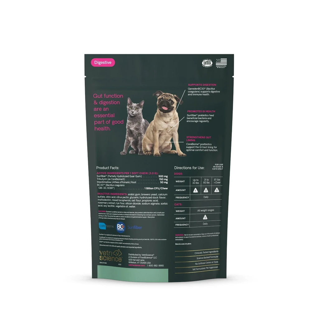 VetriScience - Veterinary Strength Healthy Gut & Digestion (GI Balance Pro) for Dogs & Cats (60 Chews)
