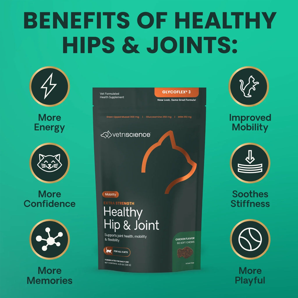 VetriScience - Extra Strength Healthy Hip & Joint (GlycoFlex 3) for Cats (60 Chews)