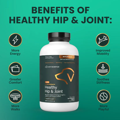 VetriScience - Extra Strength Healthy Hip & Joint (GlycoFlex 3) for Dogs (120 Chewable Tablets)