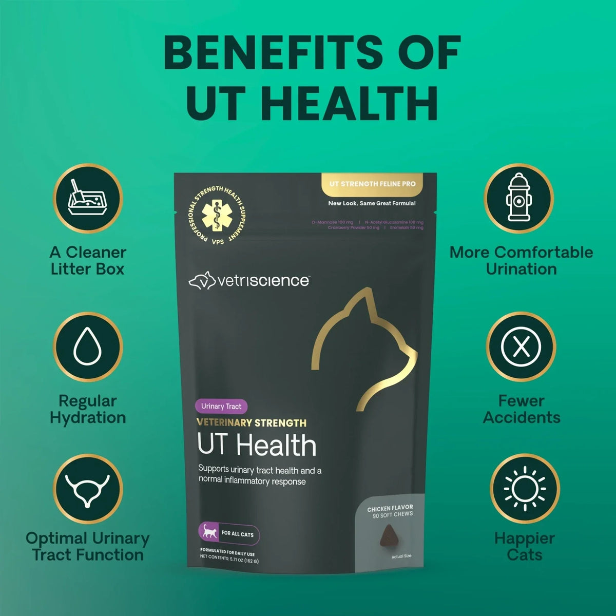 VetriScience - Veterinary Strength UT Health (UT Strength Feline Pro) for Cats (90 Chews)