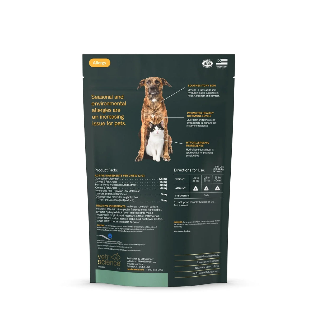 VetriScience - Veterinary Strength Allergy & Itch Support (Derma StrengthPro) for Dogs & Cats (90 Chews)