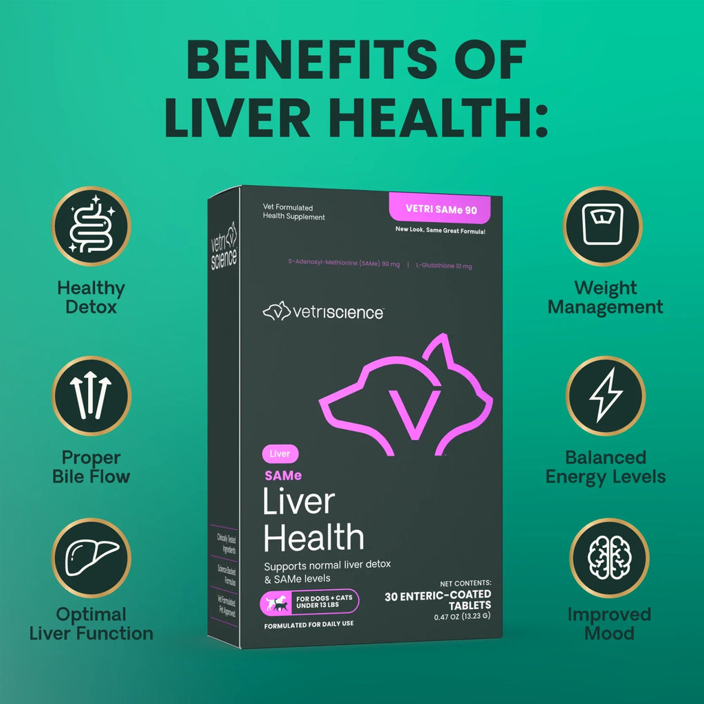 VetriScience - SAMe Liver Health (Vetri SAMe 90) for Dogs & Cats (30 Enteric-Coated Tablets)