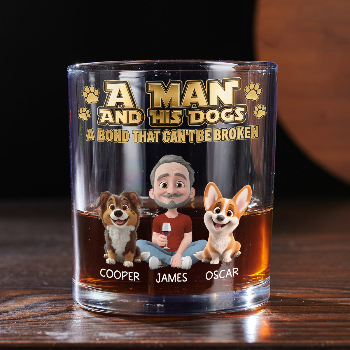 Luxury Dog Dad Drink - Personalized Whiskey Glass