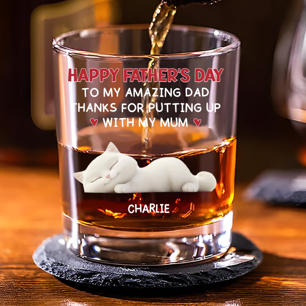 Putting Up With Cat Mom Mum - Personalized Whiskey Glass